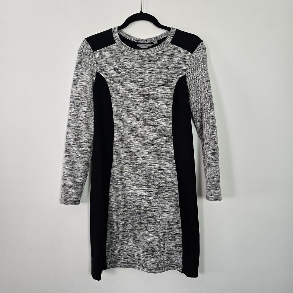 Athleta Shift Dress‎ Womens XS Gray Space Dye Long Sleeve Colorblock 459242-01
